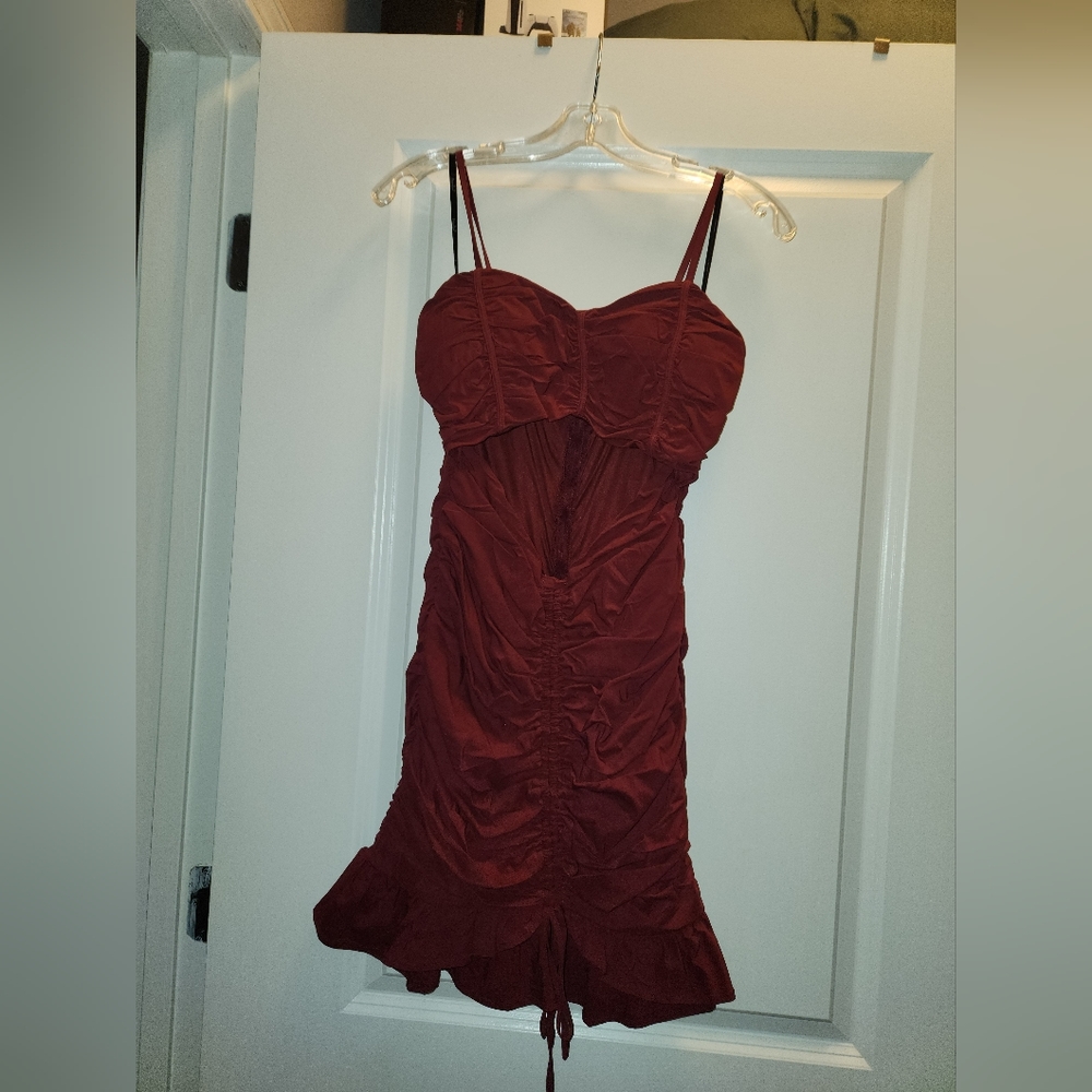 Large Ruched Burgandy/wine red Papaya dress